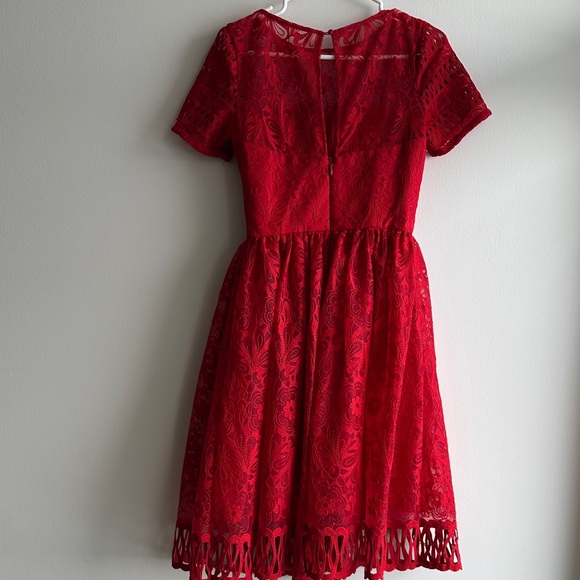Chi Chi London Vibrant Red Lace Dress - Picture 2 of 4